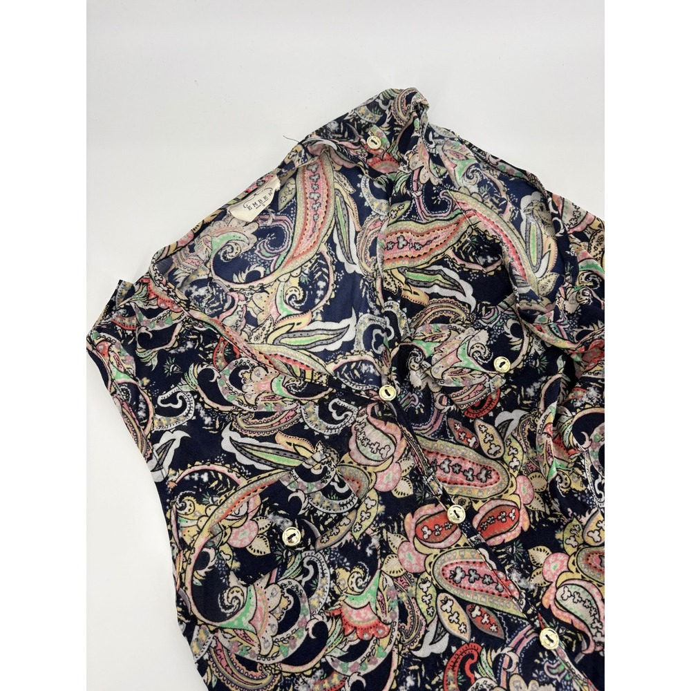 Ember Sleeveless Paisley Print Button Down Blouse Women's Size S‎